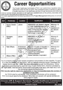 Punjab Healthcare Commission (PHC) Jobs