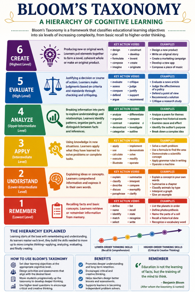 Bloom's Taxonomy for FPSC Lecturer SST EST Assistant Professor Free 50 MCQs